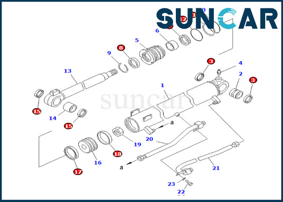 707-98-34180 7079834180 PC50UUM-2 PC58SF-1 कोमात्सु के लिए बूम सिलेंडर सील किट बूम सिलेंडर रिप्लेसमेंट किट