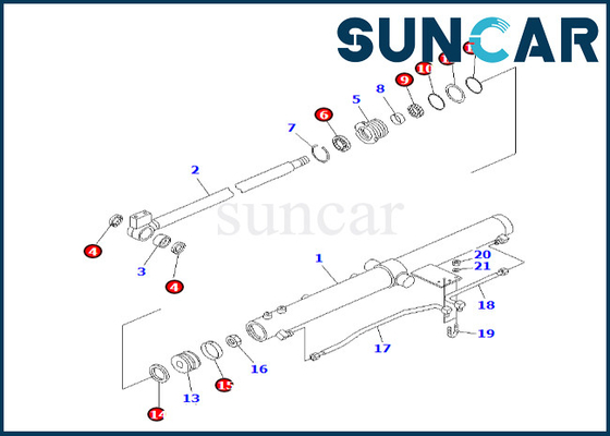 PC50UU-2 कोमात्सु स्लाइड आर्म सिलेंडर मरम्मत सील किट के लिए 707-98-12320 7079812320 स्लाइड आर्म सिलेंडर सील किट