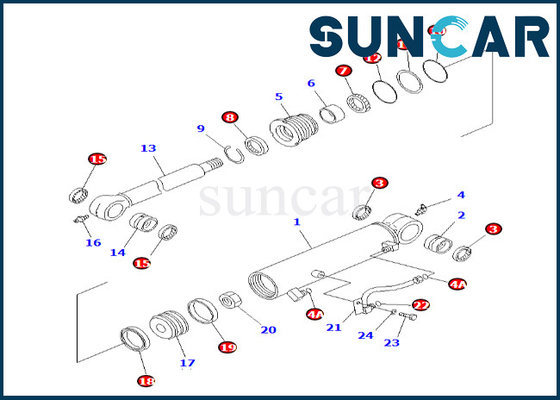 कोमात्सु 707-98-29700 7079829700 ऑफसेट सिलेंडर सील किट PC58UU-3 ऑफसेट सिलेंडर सील किट फिट बैठता है