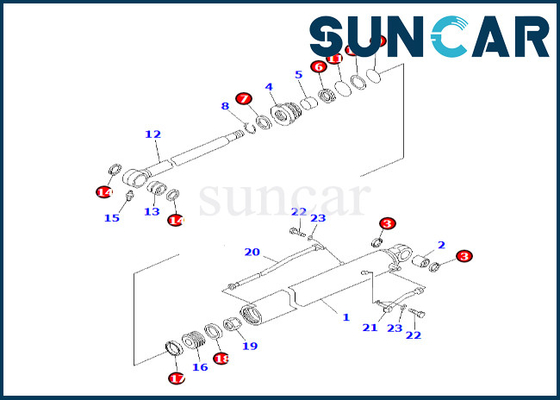 707-98-26580 7079826580 PC60-7 PC60-7S कोमात्सु आर्म सिलेंडर सील किट बाल्टी सिलेंडर सील किट के लिए