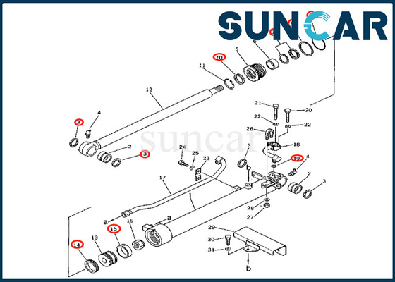 कोमात्सु बाल्टी सिलेंडर सील किट 2016326700 201-63-26700 PC60-2 PC60U-3 बाल्टी सिलेंडर मरम्मत किट फिट बैठता है