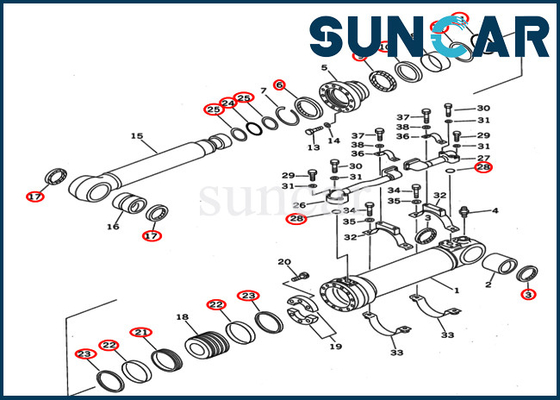 बूम सिलेंडर ऑयल सील किट 707-99-67140 रिप्लेसमेंट सर्विस किट KOMATSU PC400ST-6 PC400ST-6LC फिट बैठता है