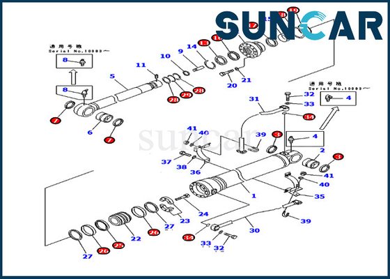 कोमात्सु PC400ST-6 PC400ST-6LC खुदाई मरम्मत किट के लिए 707-99-68530 आर्म सिलेंडर सील किट