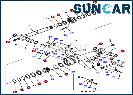 KOMATSU PC450-8 PC460LC-8 PC430-8 के लिए 707-99-67470 7079967470 आर्म सिलेंडर रिपेयर सील किट