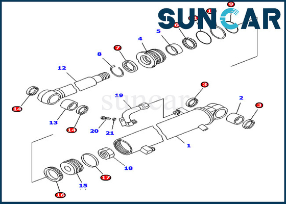 PC45-1 PC50UD-2 PC50UU-2 कोमात्सु इनर पार्ट्स के लिए 707-98-25820 7079825820 आर्म सिलेंडर सर्विस किट