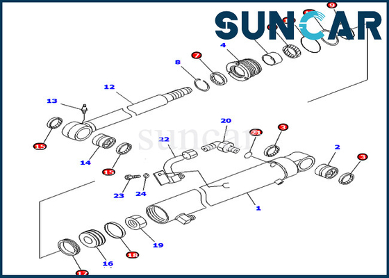 आर्म सिलेंडर सर्विस किट 707-98-25830 7079825830 खुदाई कोमात्सु PC45MR-1 PC45MRX-1 PC45R-8 सीलिंग किट