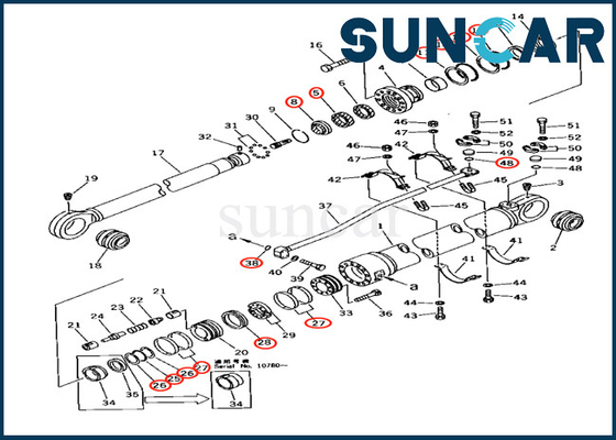 खुदाई कोमात्सु PC650-3 PC650LC-5 PC710-5 के लिए 707-99-77240 7079977240 आर्म सिलेंडर सील मरम्मत किट