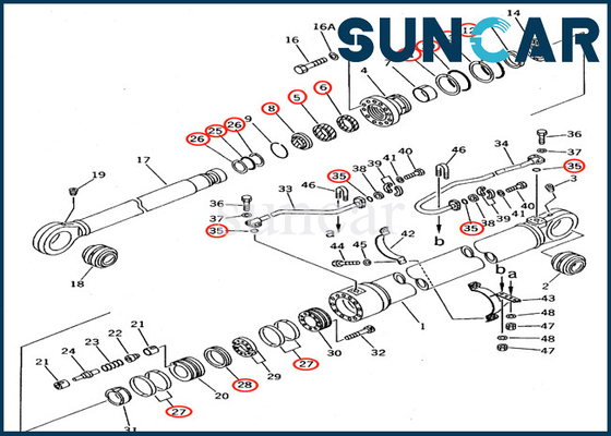 PC650-5 PC710-5 कोमात्सु सर्विस किट पार्ट्स 707-99-77220 707997220 बूम सिलेंडर ऑयल सीलिंग किट