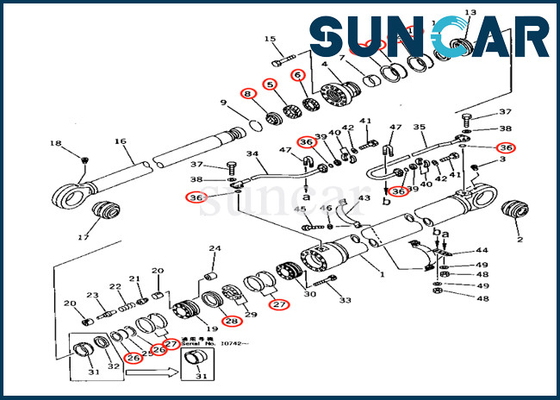 लोडर मॉडल PC650-3 PC650-5 के लिए कोमात्सु 707-99-68600 7079968600 बूम सिलेंडर सर्विस किट