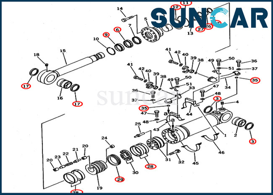 707-99-56300 नीचे डंप खुदाई सेवा किट मॉडल PC650LC-3 PC650LC-5 कोमात्सु सिलेंडर सील किट