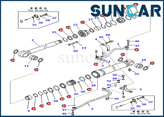 PC650LC-11 PC700LC-11 कोमात्सु 721-98-01360 7219801360 बूम सिलेंडर सील किट सर्विस किट