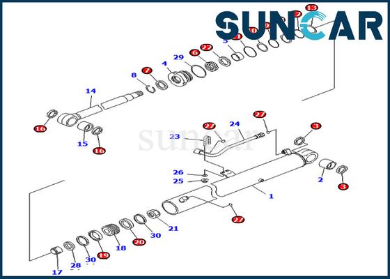 PC70-8 कोमात्सु 707-99-36710 7079936710 बूम हाइड्रोलिक सिलेंडर सील किट रिप्लेसमेंट किट